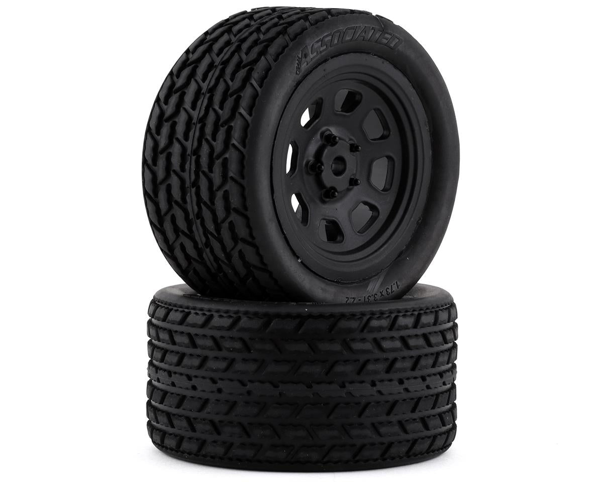 Street Stock Premounted Tires with Black Wheels for SR10 Rear (2) (ASC71195)