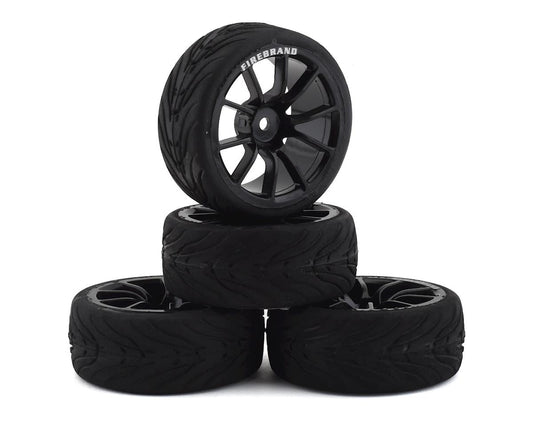 Turbine RT3 Pre-Mounted On-Road Tires With Black Wheels (4) (FBR1WHETUR706)