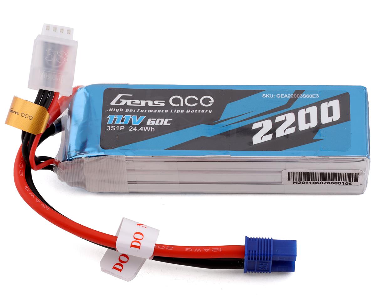 2200mAh 11.1V 60C 3S LiPo Battery Pack with EC3 Plug (GEA22003S60E3)