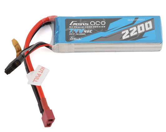 2200mAh 7.4V 45C 2S G-Tech Smart LiPo Battery Pack with Deans Plug (GEA222S45DGT)