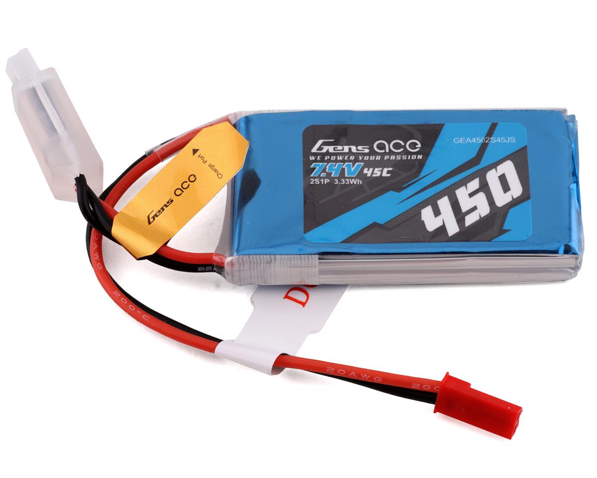 450mAh 7.4V 45C 2S LiPo Battery Pack with JST-SYP Plug (GEA4502S45JS)