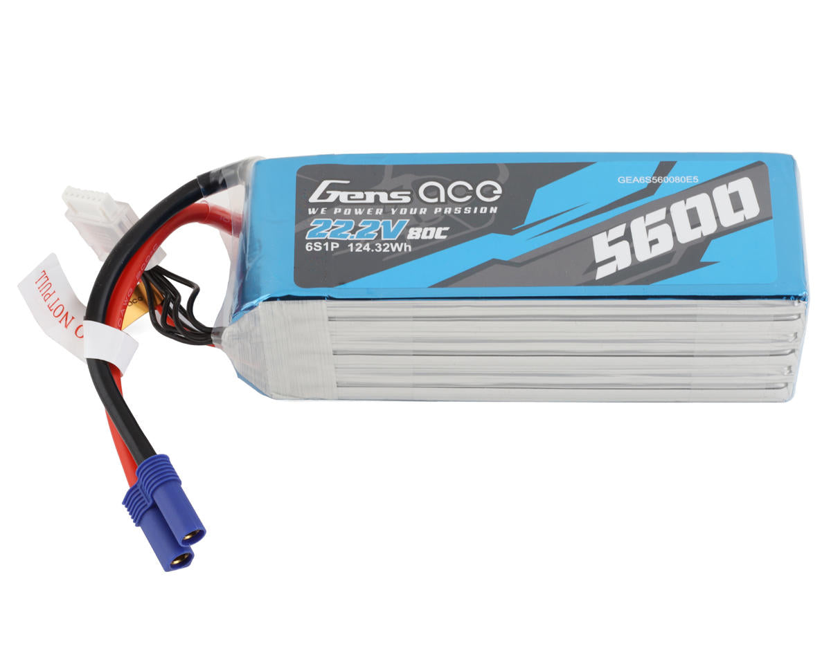 5600mAh 22.2V 80C 6S LiPo Battery Pack with EC5 Plug (GEA6S560080E5)