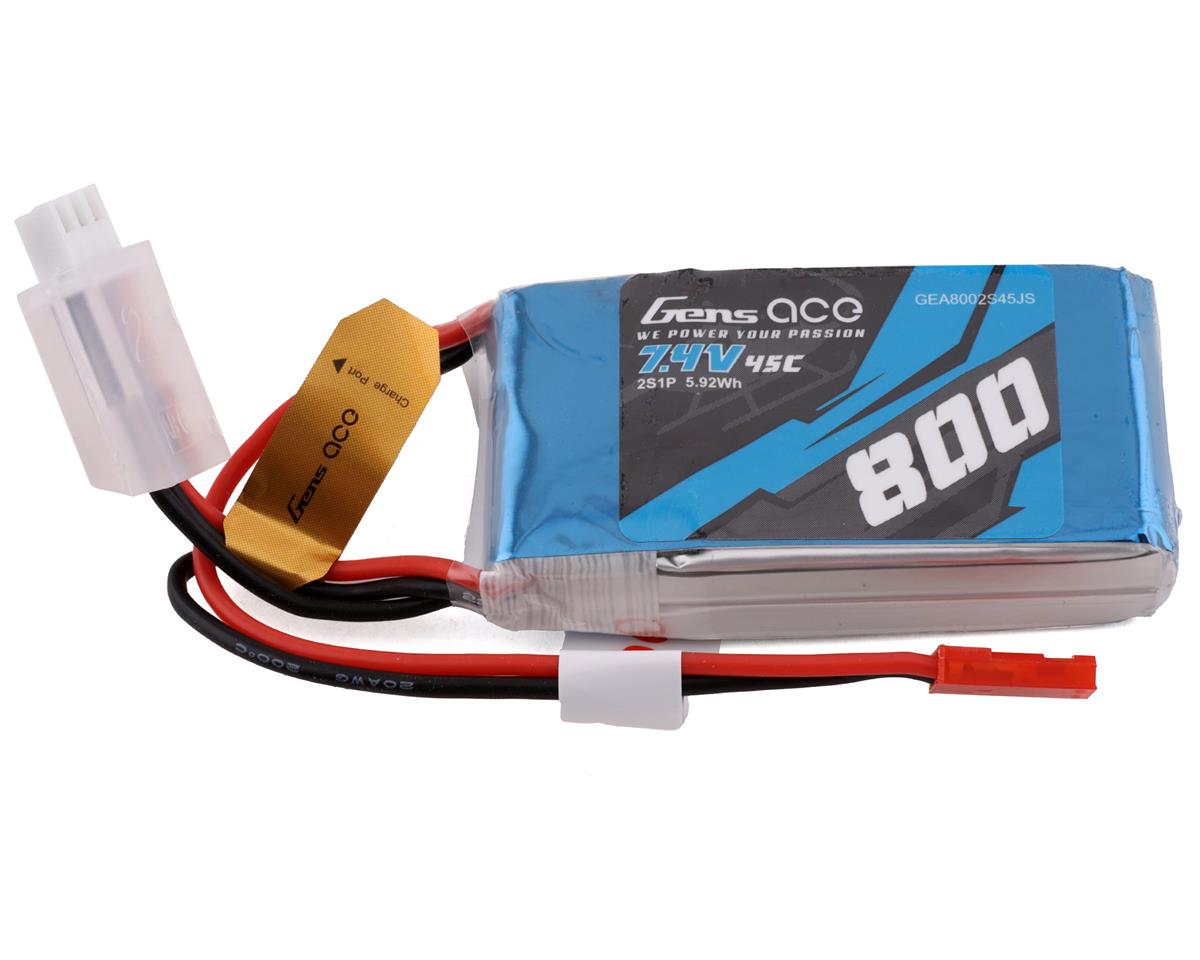 800mAh 7.4V 45C 2S LiPo Battery Pack with JST-SYP Plug (GEA8002S45JS)