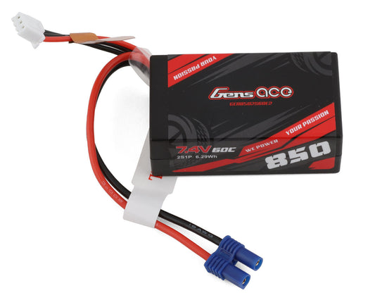 850mAh 7.4V 60C 2S Hardcase LiPo Battery Pack with EC2 Plug (Losi Mini-B) (GEA8502S60E2)