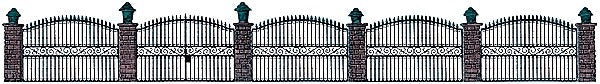 Wrought Iron Fence W/Brick Posts (BRA6016)