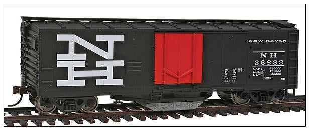 HO 40' Plug-Door Track Cleaning Boxcar Ready to Run New Haven Black, Orange Large Nh Logo (931-1755)