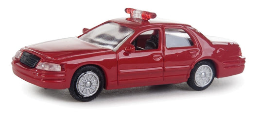 HO Assembled Ford Crown Victoria Police Interceptor Red with Fire Command Decals (949-12020)