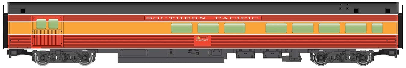 HO 85' Budd Baggage-Lounge Ready to Run Southern Pacific Daylight, Red, Orange, Black (910-30064)