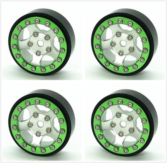 SCX24 WHEELS GREEN/SILVER (TRLX002T7DTWT)