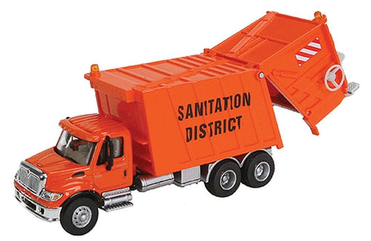 HO Assembled International 7600 Garbage Truck Sanitation District Orange (949-11770)