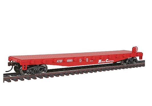 HO Flatcar Ready to Run Atchison, Topeka & Santa Fe #88985 Red, White (931-1605)