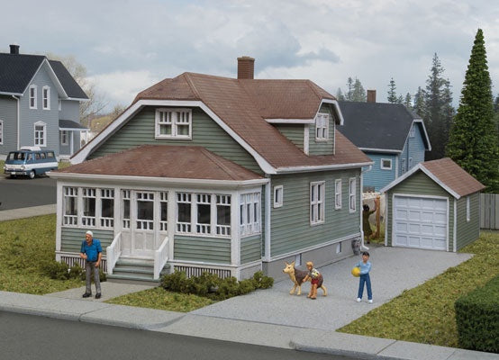 HO Updated American Bungalow with Single-Car Garage Kit (933-3791)