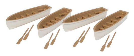 HO Assembled Row Boat 4-Pack White, Tan (949-4163)