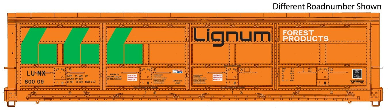 HO 56' Thrall All-Door Boxcar Ready to Run Lignum LUNX #80013 Orange, Green, Black (920-101929)