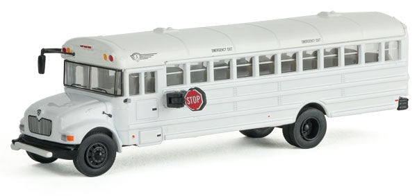 HO Assembled International Mow Crew Bus White, Railroad Maintenance-of-Way Logo Decals (949-11702)