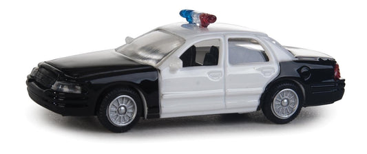 HO Assembled Ford Crown Victoria Police Interceptor Black and White with Police, Sheriff, and Highway Patrol Decals (949-12021)