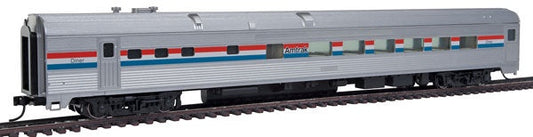 HO 85' Budd Diner Ready to Run Amtrak Phase III Silver, Equal Red, White, Blue Stripes (910-30151)