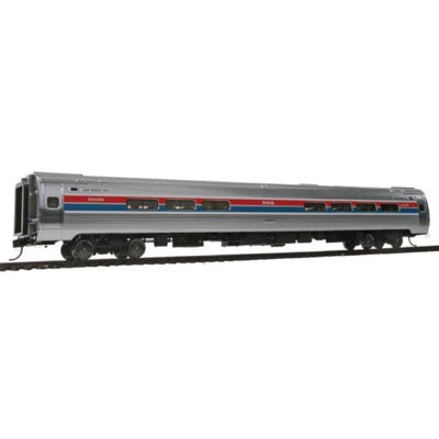 HO 85' Amfleet I Amcafe Ready to Run Amtrak Phase II Wide Red & Blue Stripes (920-11240)