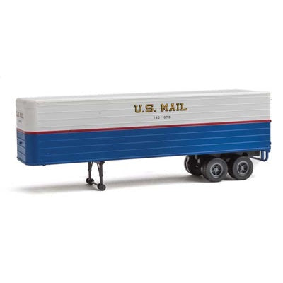 HO 35' Fluted-Side Trailer 2-Pack Assembled Us Mail Blue, White, Red Stripe, Gold Shadow Lettering (949-2426)