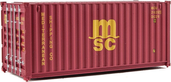 HO Assembled 20' Corrugated Container Mediterranean Shipping Co. Msc Red (949-8059)