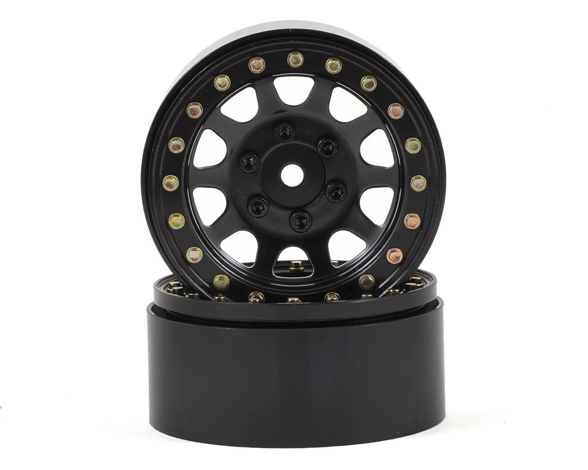 Steel D Hole 1.9" Black Beadlock Wheels for 1/10 Rock Crawler (2) (SSD00003)