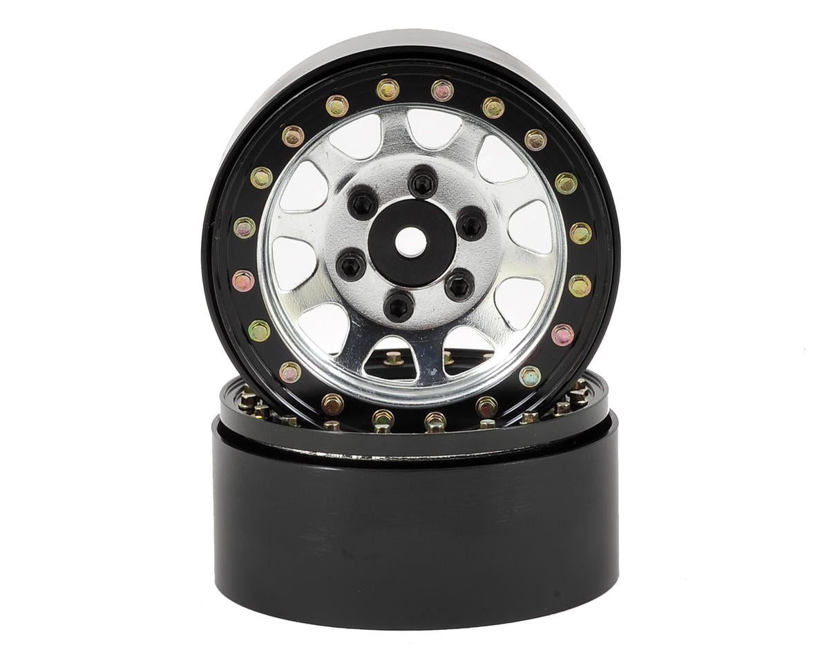 Steel D Hole 1.9" Silver Beadlock Wheels for 1/10 Rock Crawler (2) (SSD00006)