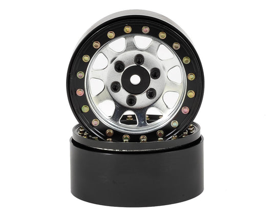 Steel D Hole 1.9" Silver Beadlock Wheels for 1/10 Rock Crawler (2) (SSD00006)