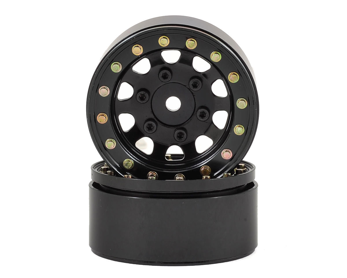 Steel D Hole 1.55" Black Beadlock Wheels for 1/10 Rock Crawler (2) (SSD00097)