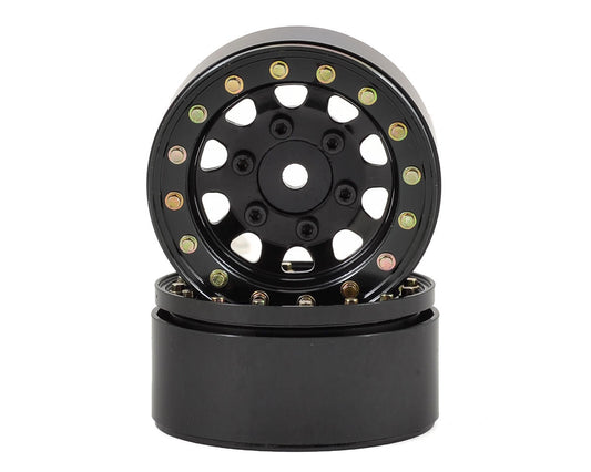 Steel D Hole 1.55" Black Beadlock Wheels for 1/10 Rock Crawler (2) (SSD00097)