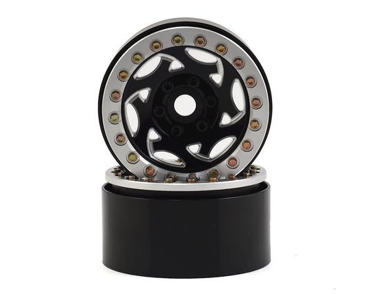 Aluminum Champion 1.9" Black/Silver Beadlock Wheels for 1/10 Rock Crawler (2) (SSD00242)
