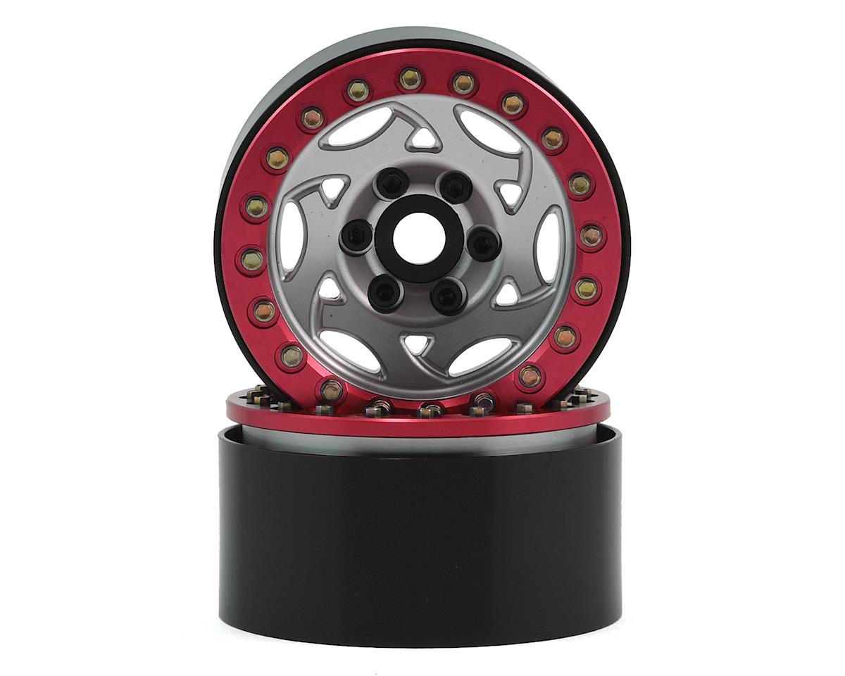 Aluminum Silver/Red Beadlock Wheels for 1/10 Rock Crawler (2) (SSD00248)