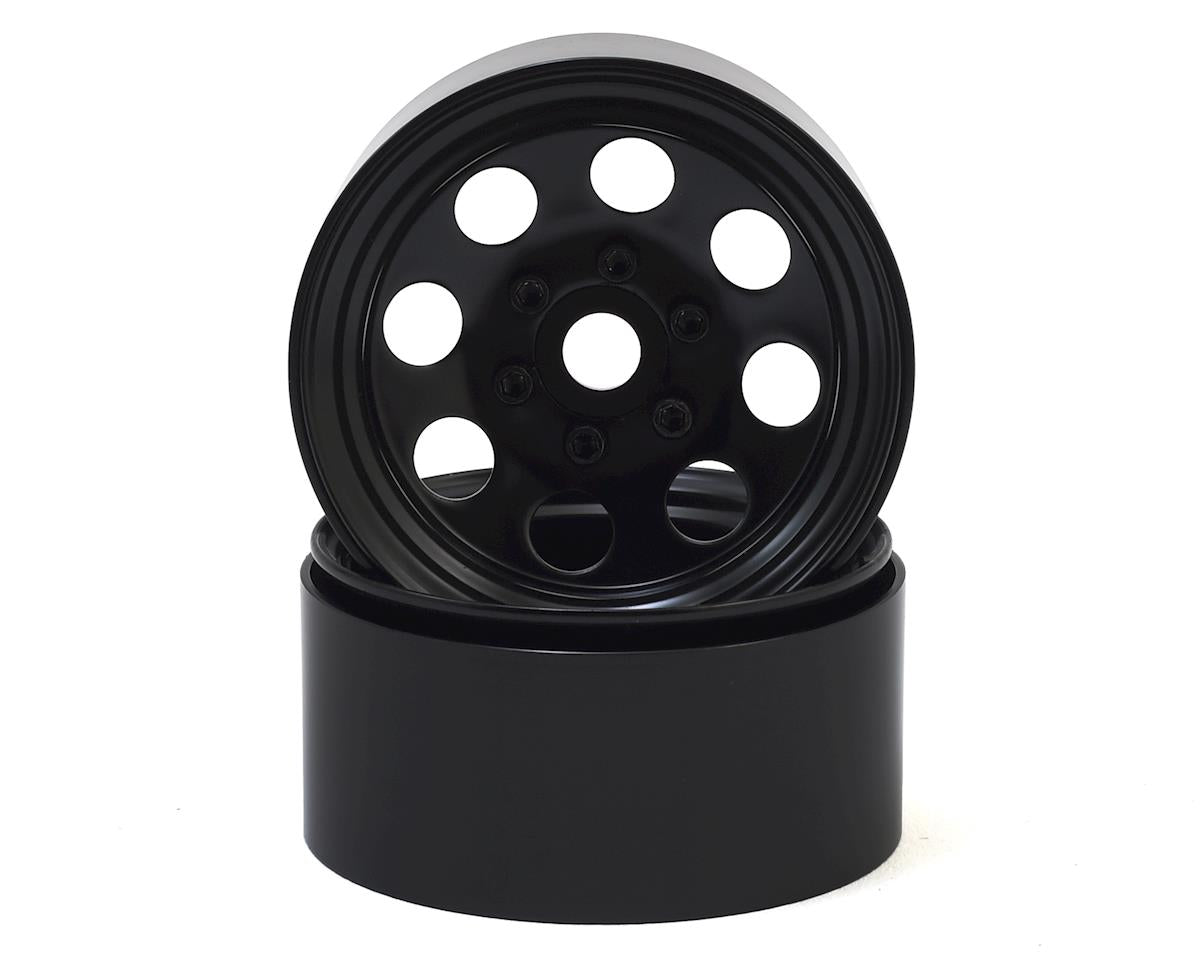 Steel 8 Hole 1.9" Black Beadlock Wheels for 1/10 Rock Crawler (2) (SSD00268)