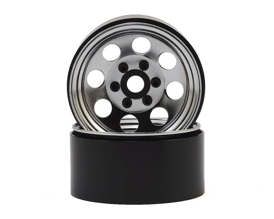 Steel 8 Hole 1.9" Chrome Beadlock Wheels for 1/10 Rock Crawler (2) (SSD00270)
