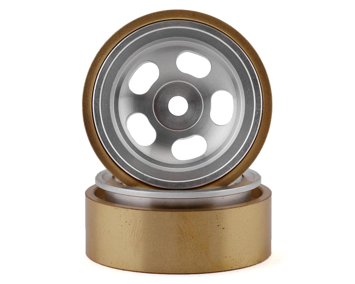 Aluminum and Brass 5-Slot 1.0" Silver Beadlock Wheels for SCX24 (2) (SSD00426)