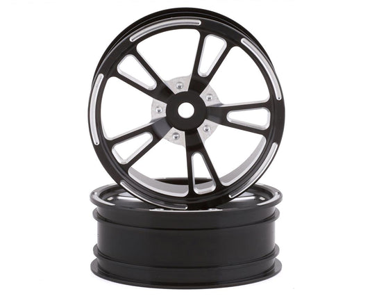 Aluminum V-Spoke 2.2" Black Front Wheels for 1/10 Drag Racing (2) (SSD00450)