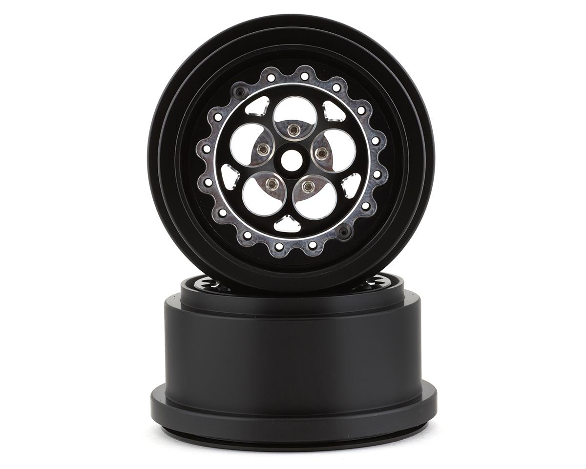 Aluminum 5-Hole 2.2/3.0 SCT Lightweight Black Rear Beadlock Wheels for 1/10 Drag Racing (2) (SSD00523)