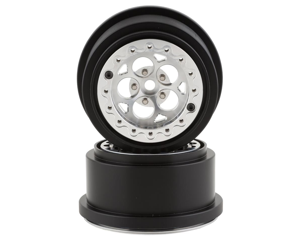 Aluminum 5-Hole 2.2/3.0 SCT Lightweight Silver Rear Beadlock Wheels for 1/10 Drag Racing (2) (SSD00527)