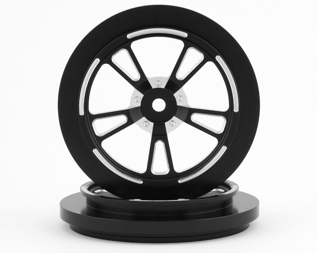 Aluminum V-Spoke 2.2" Narrow Black Front Wheels for 1/10 Drag Racing (2) (SSD00533)