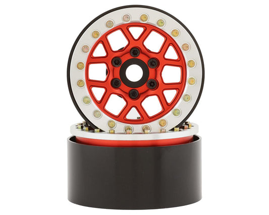 Aluminum Boxer Red Beadlock Wheels for 1/10 Rock Crawler (2) (SSD00538)