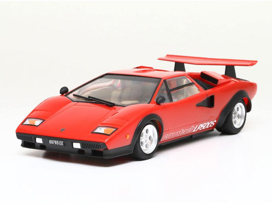 1/24 Lamborghini Countach LP500S Red with Clear Coat Painted Plastic Model Kit (TAM25419)