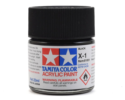 X-1 Gloss Black Acrylic Paint 23ml Bottle (TAM81001)