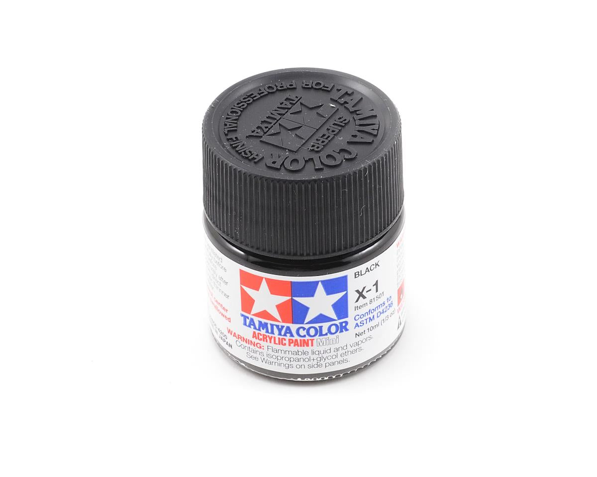 X-1 Gloss Black Acrylic Paint 10ml Bottle (TAM81501)