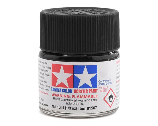 X-18 Semi-Gloss Black Acrylic Paint 10ml Bottle (TAM81518)