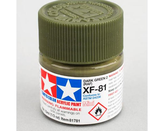 XF-81 Flat Dark Green Acrylic Paint 10ml Bottle (TAM81781)