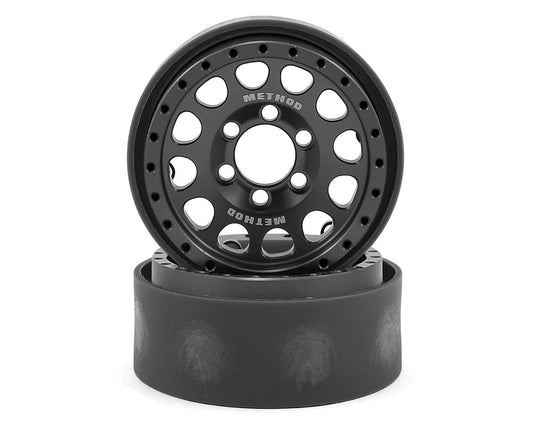 Aluminum Method 105 1.9" Gray/Black Beadlock Wheels for 1/10 Rock Crawler (2) (VPS07912)